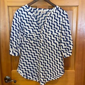41 Hawthorn 3/4 Sleeve Blue & White Blouse
